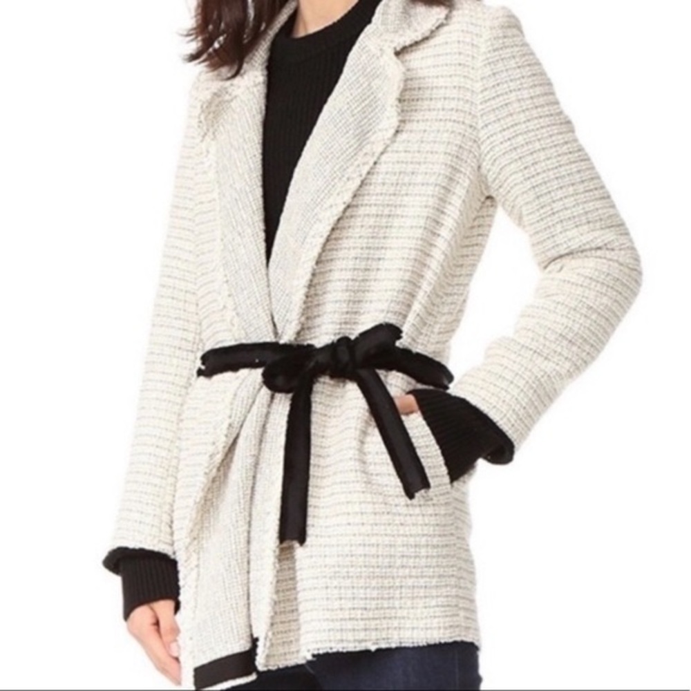 Theory Clairene R. Carson Tweed Wrap Jacket in Cream